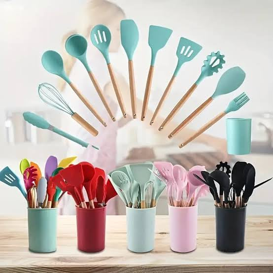 Lot imported 12pcs Silicone Kitchen Spoon