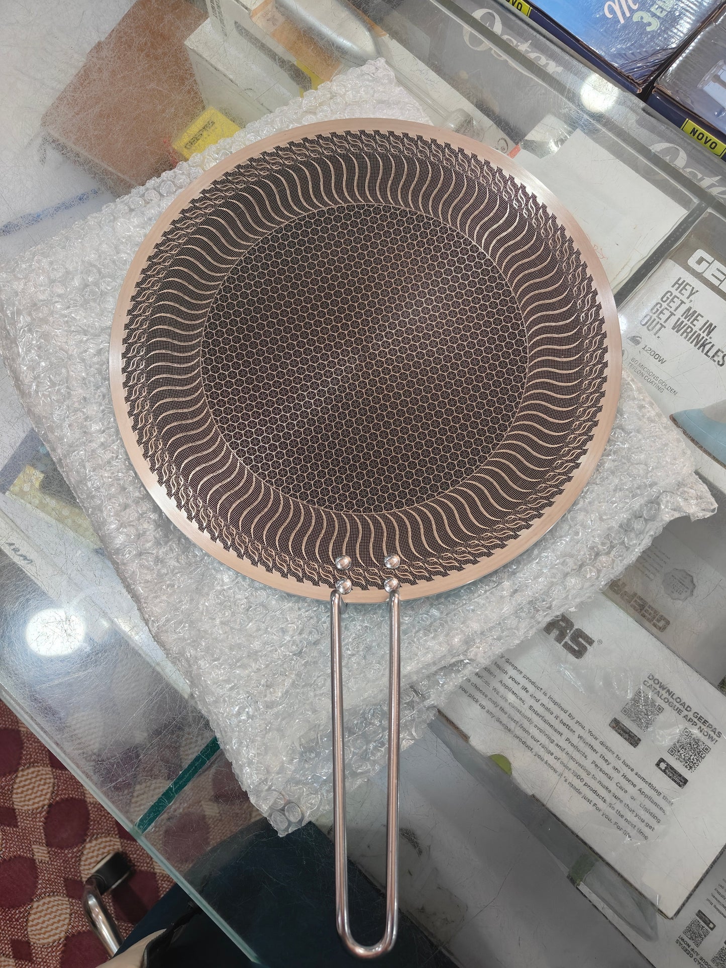Lot imported 34 cm single steel handle honeycomb lesser coating tawa