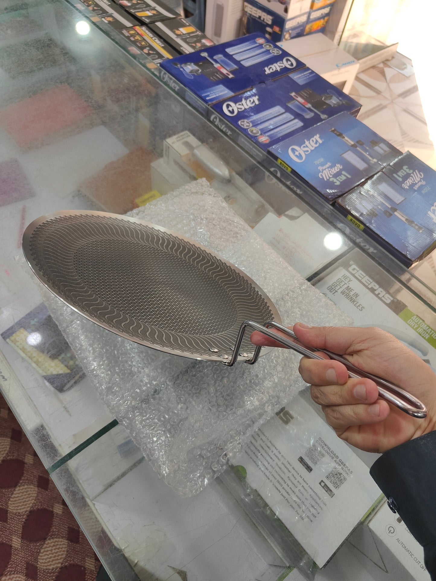 Lot imported 34 cm single steel handle honeycomb lesser coating tawa
