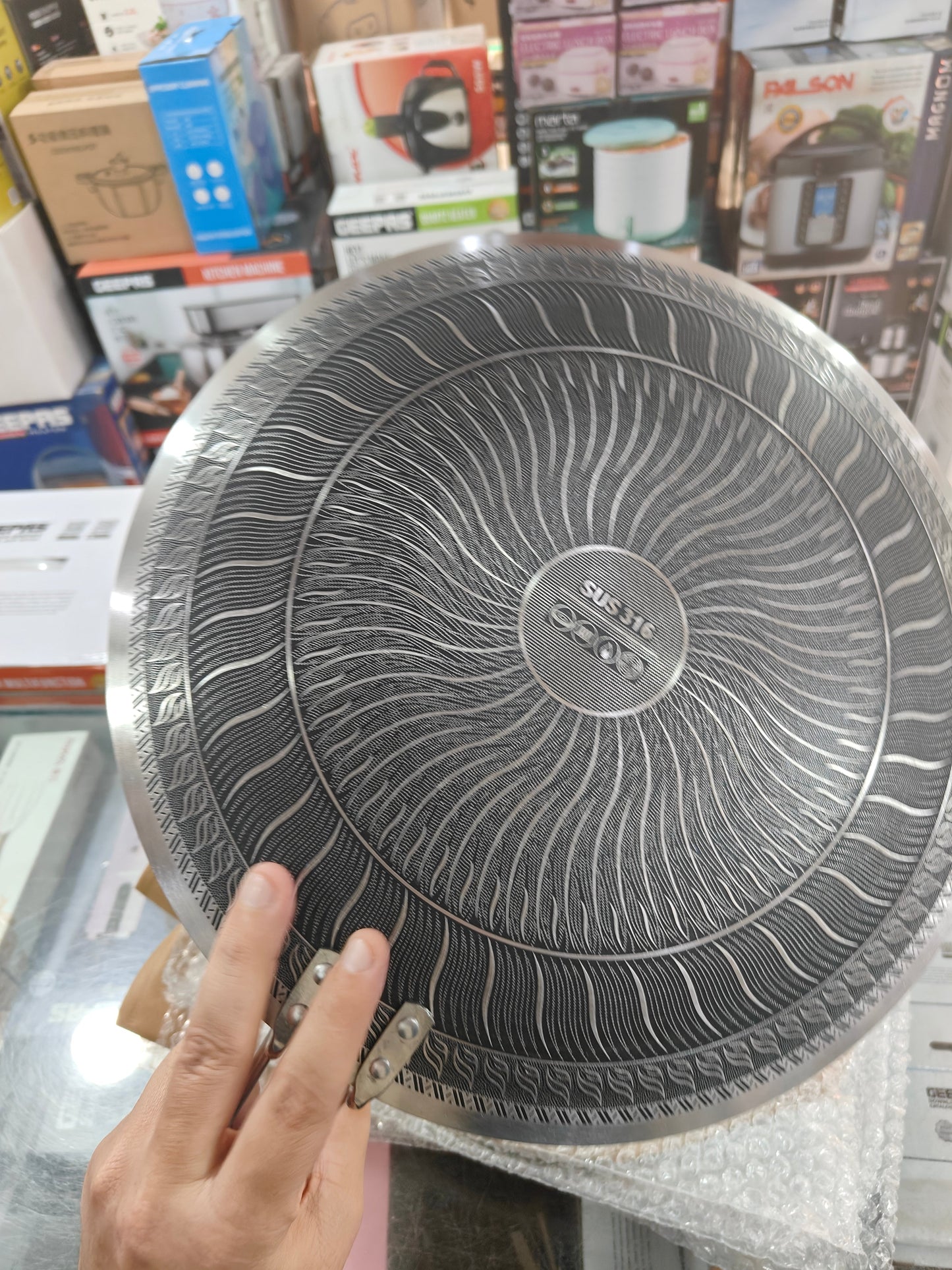 Lot imported 34 cm single steel handle honeycomb lesser coating tawa