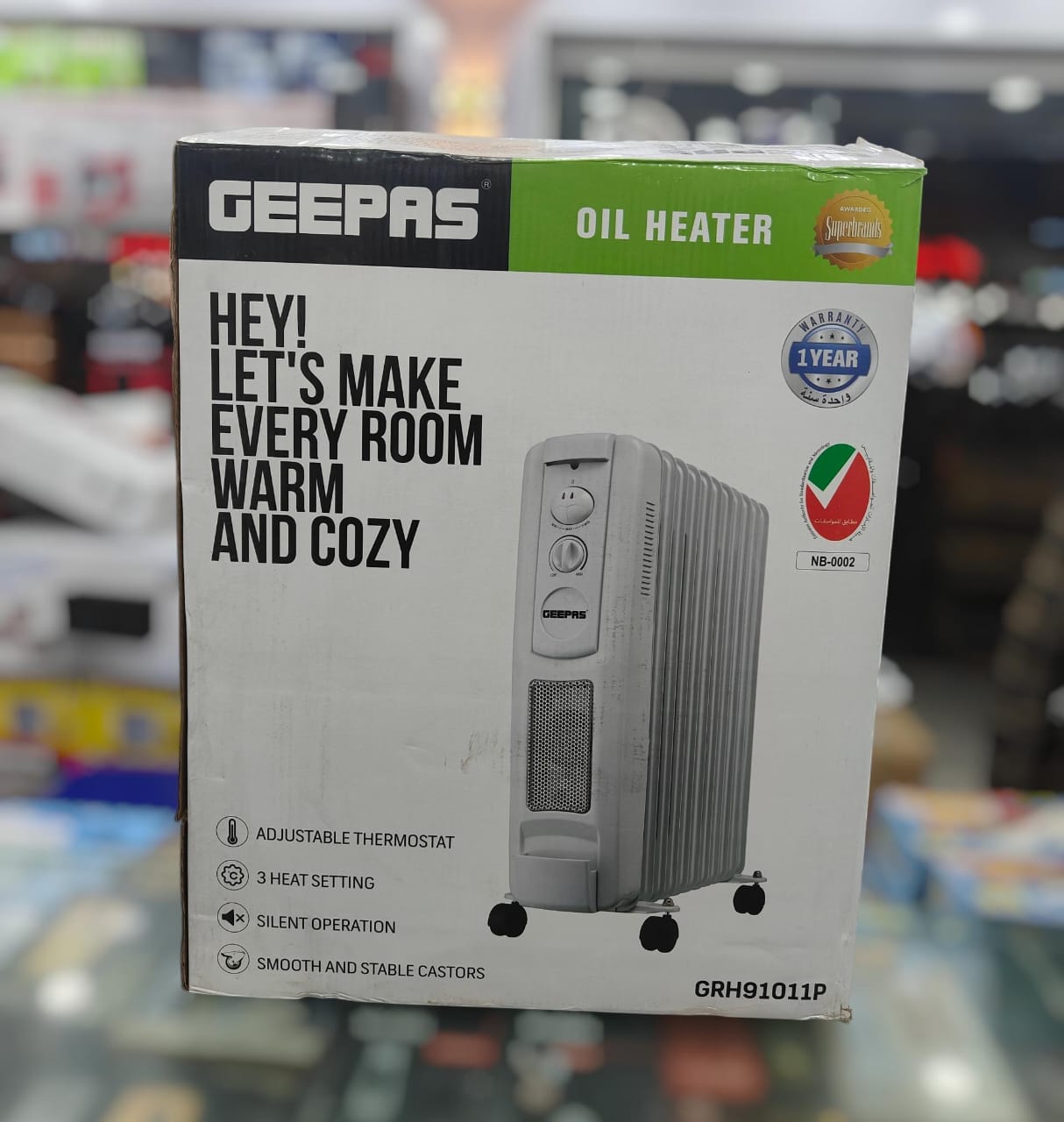 Geepas 11-Fin Portable Electric Oil-Filled Radiator Heater GRH910011p