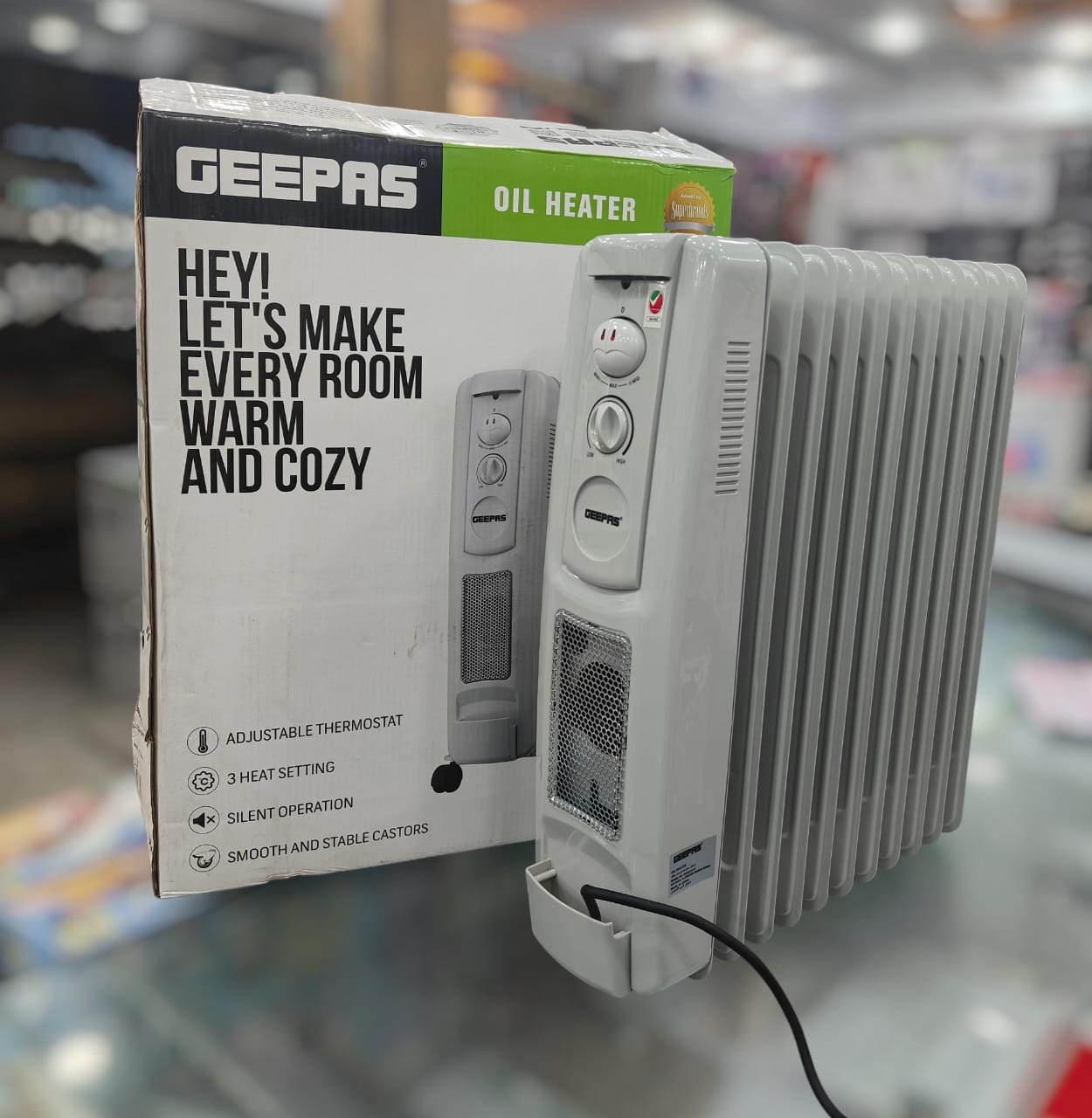 Geepas 11-Fin Portable Electric Oil-Filled Radiator Heater GRH910011p