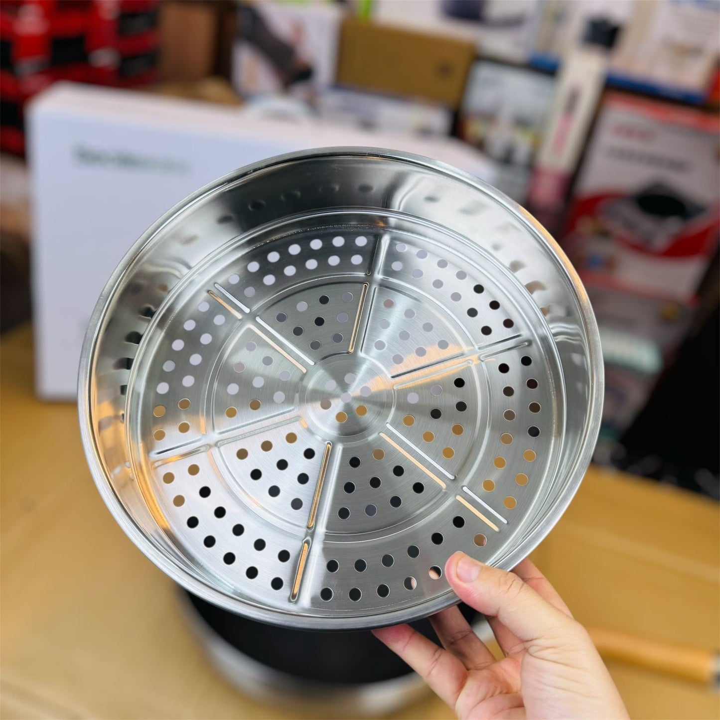 Top Quality 2 in 1 HoneyComb Laser Coated Deep fry Pan & Steamer