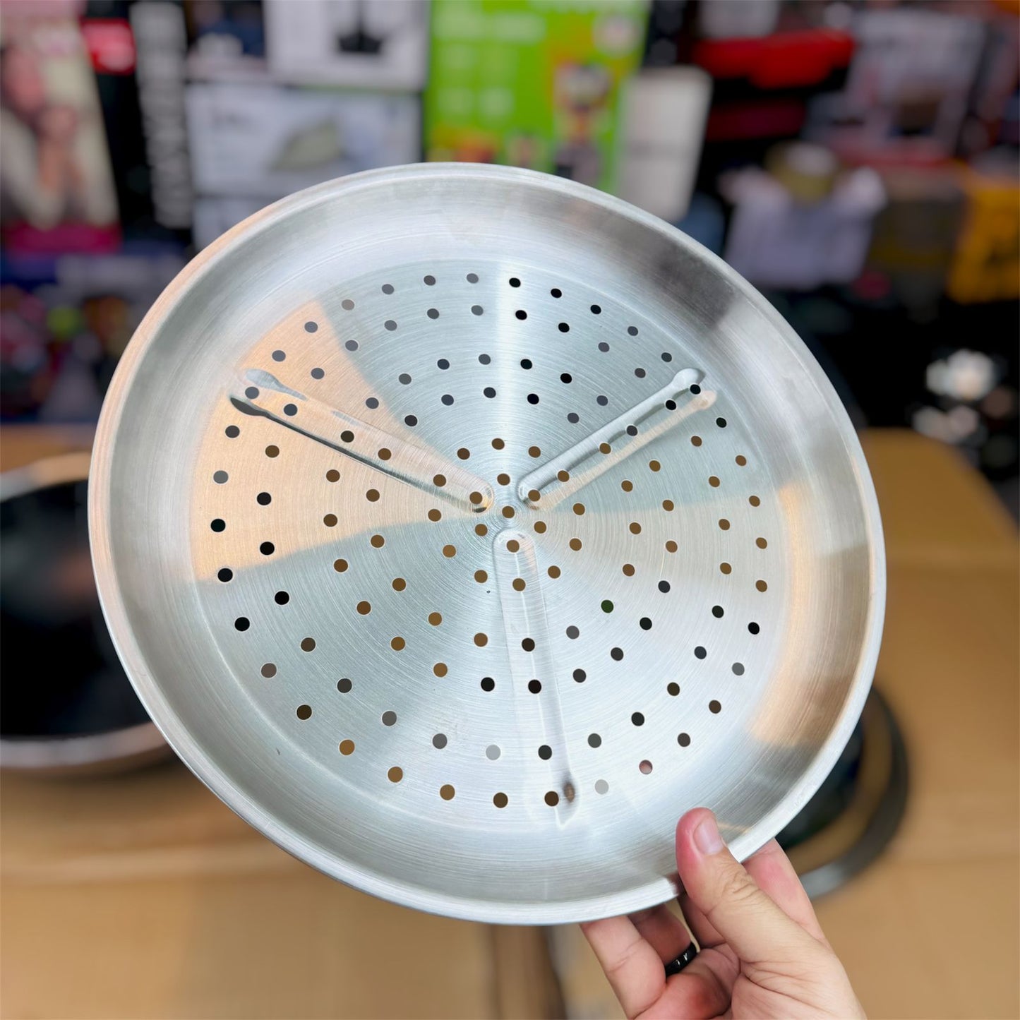 32cm Honeycomb Laser Coating Deep Fry Pan with Food Steamer