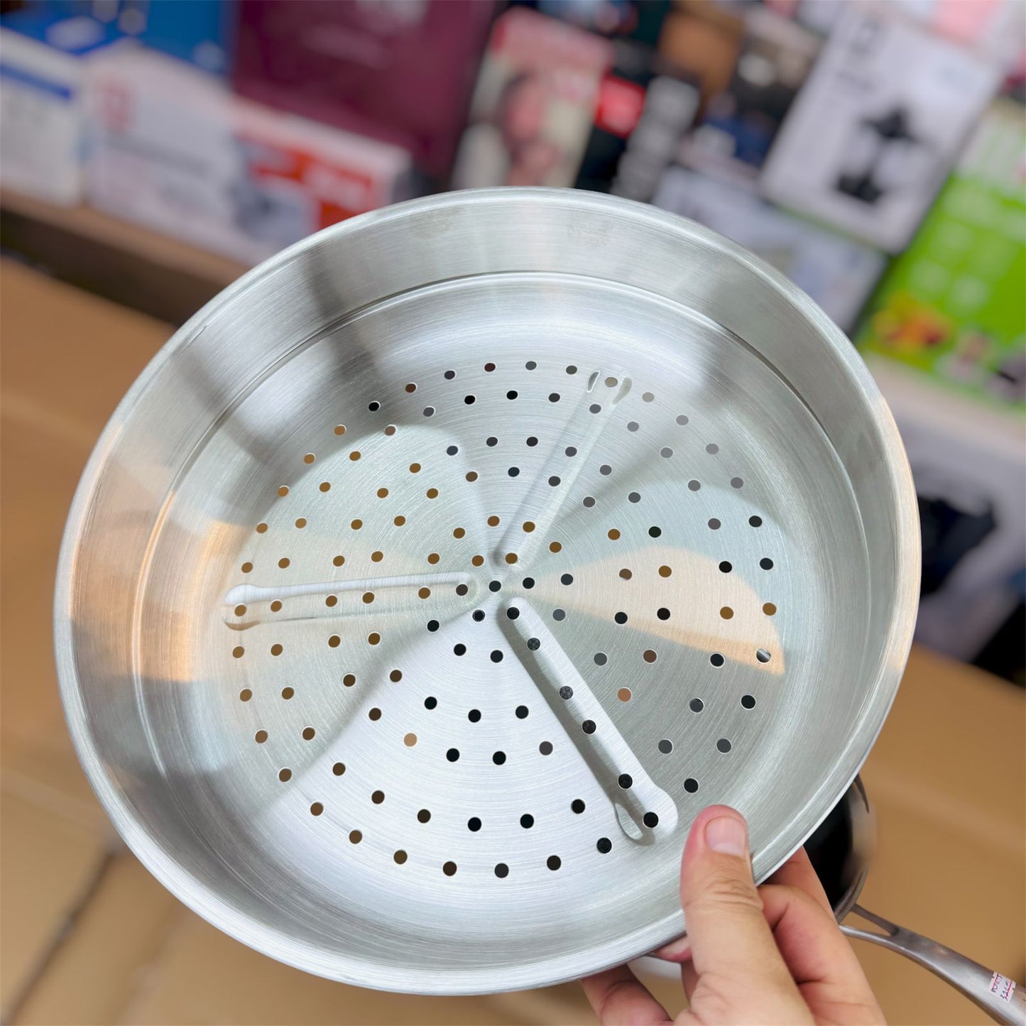 32cm Honeycomb Laser Coating Deep Fry Pan with XL Food Steamer