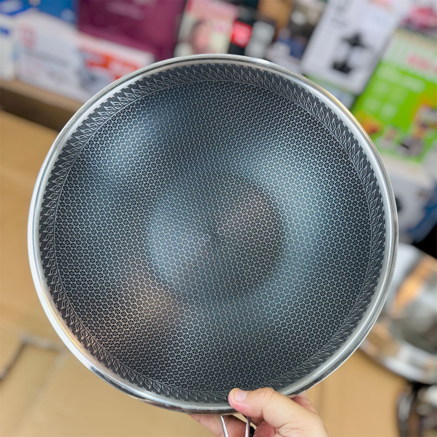 32cm Honeycomb Laser Coating Deep Fry Pan with XL Food Steamer