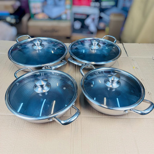 4 pcs Laser Coating Honeycomb Shallow Handi 26cm + 28cm + 30cm + 32cm