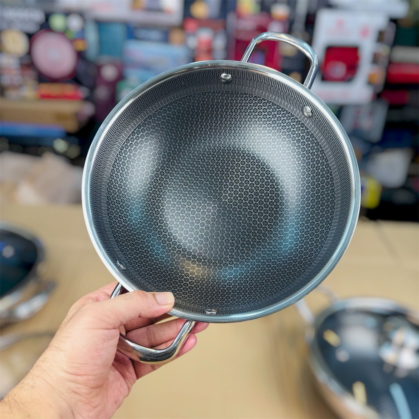 3 pcs Laser Coating Honeycomb Shallow Handi 30cm + 32cm + 34cm