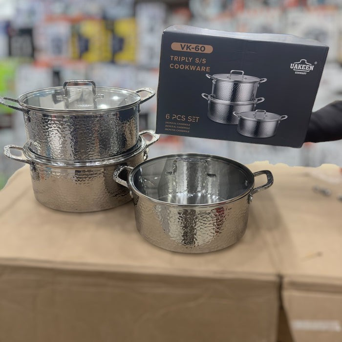 UAKEEN 6pcs Triply Stainless Steel Cookware Set (VK-59 / VK-60)