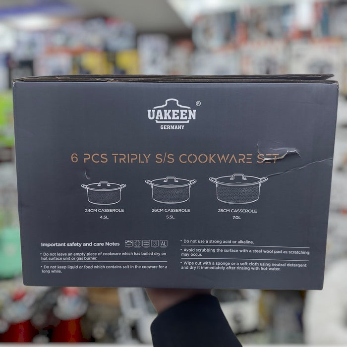 UAKEEN 6pcs Triply Stainless Steel Cookware Set (VK-59 / VK-60)