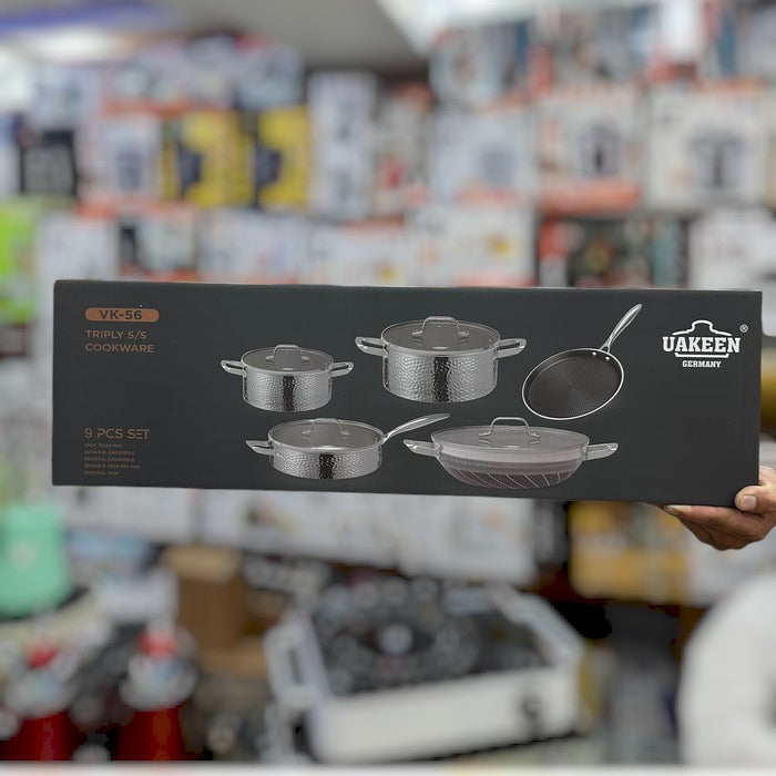 UAKEEN 9pcs Triply Stainless Steel Cookware Set VK-56