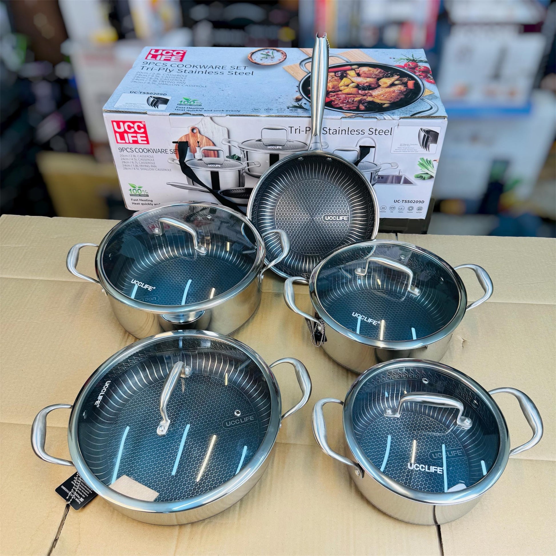 9pcs Tri-Ply Stainless Steel Cookware Set