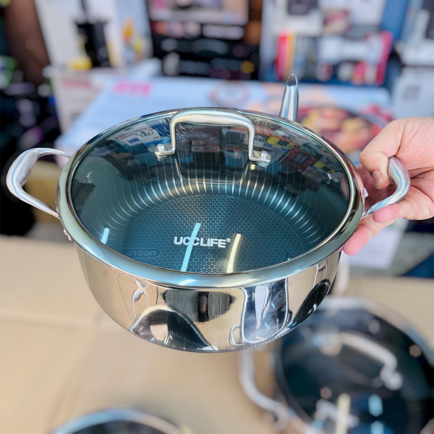 Honeycomb Laser Coating Tri-Ply 9pcs Cookware Set
