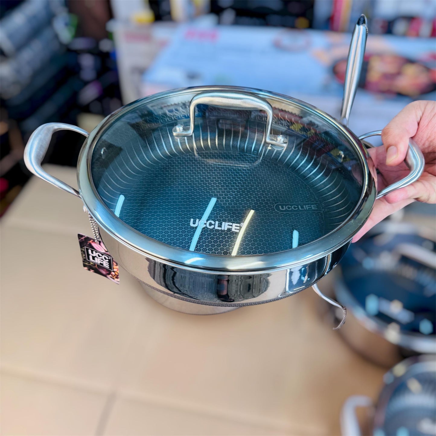 Honeycomb Laser Coating Tri-Ply 9pcs Cookware Set