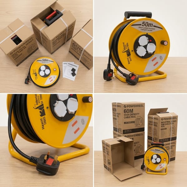 Industrial Heavy Duty Cable Extension Reel – Retractable Power Cord Reel
