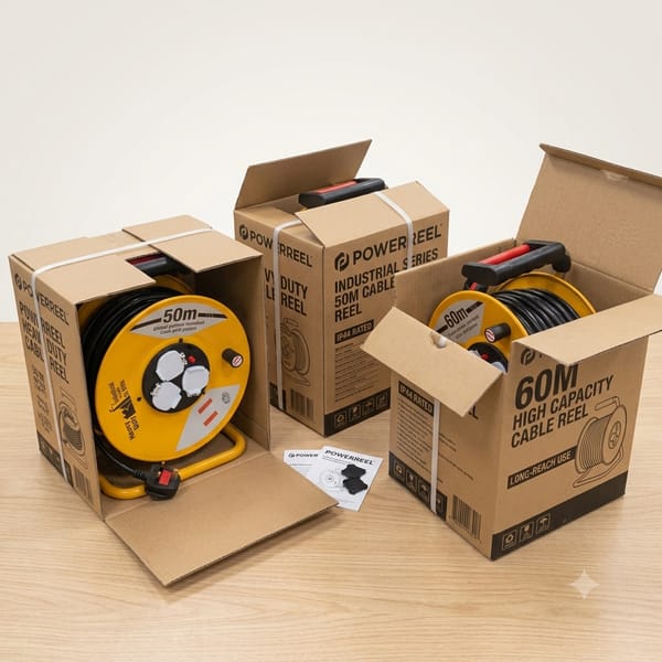 Industrial Heavy Duty Cable Extension Reel – Retractable Power Cord Reel