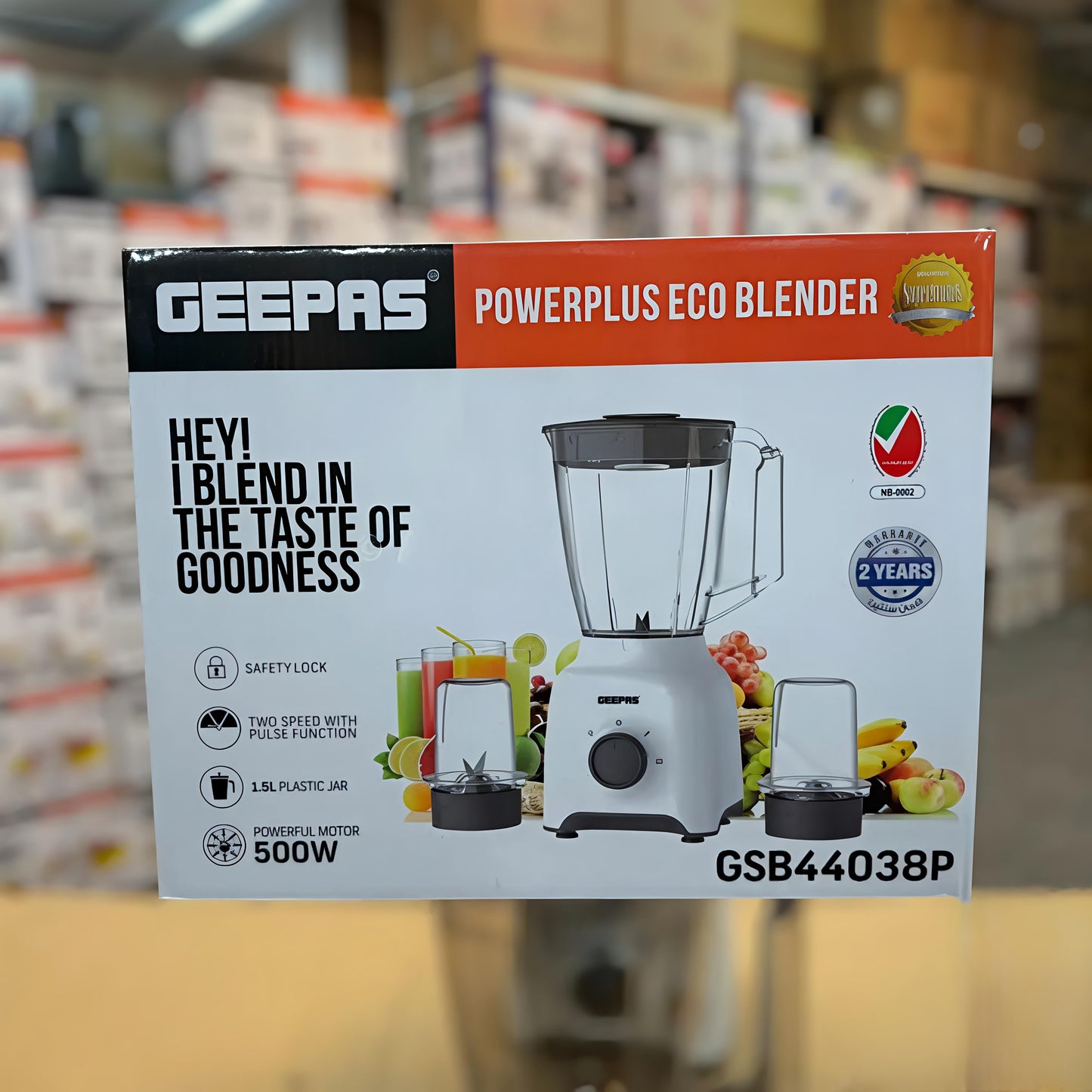 Geepas Powerplus ECO Blender 44038 Il Original
Product + 2- Year Local Warranty