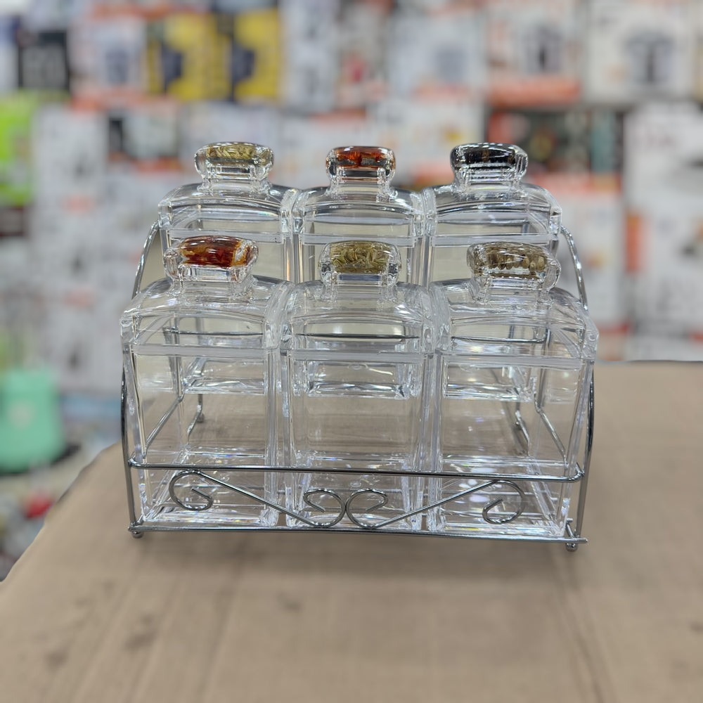Imported 6pcs Acrylic Kitchen Spice Jar Set