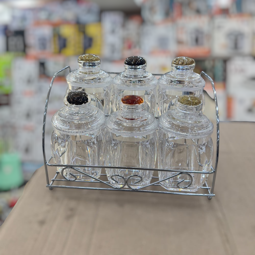 Imported 6pcs Acrylic Kitchen Spice Jar Set