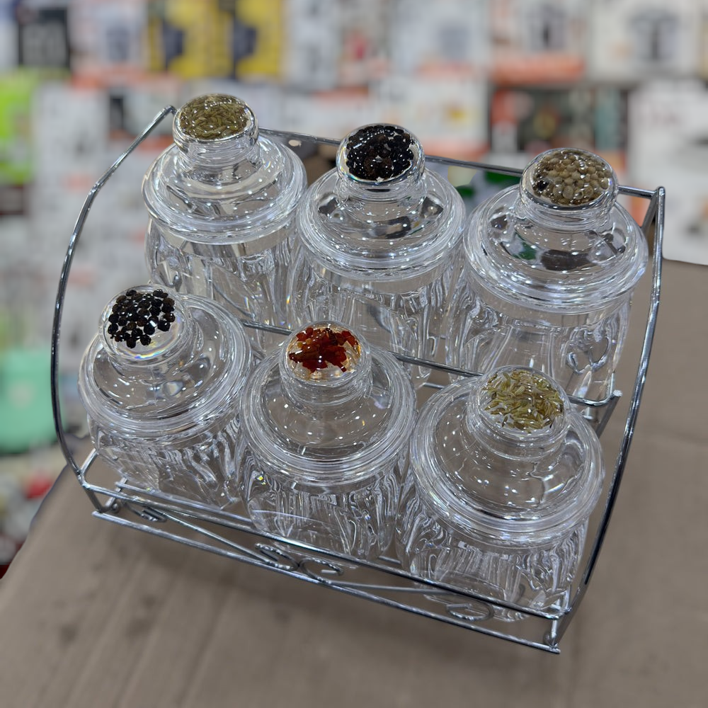Imported 6pcs Acrylic Kitchen Spice Jar Set