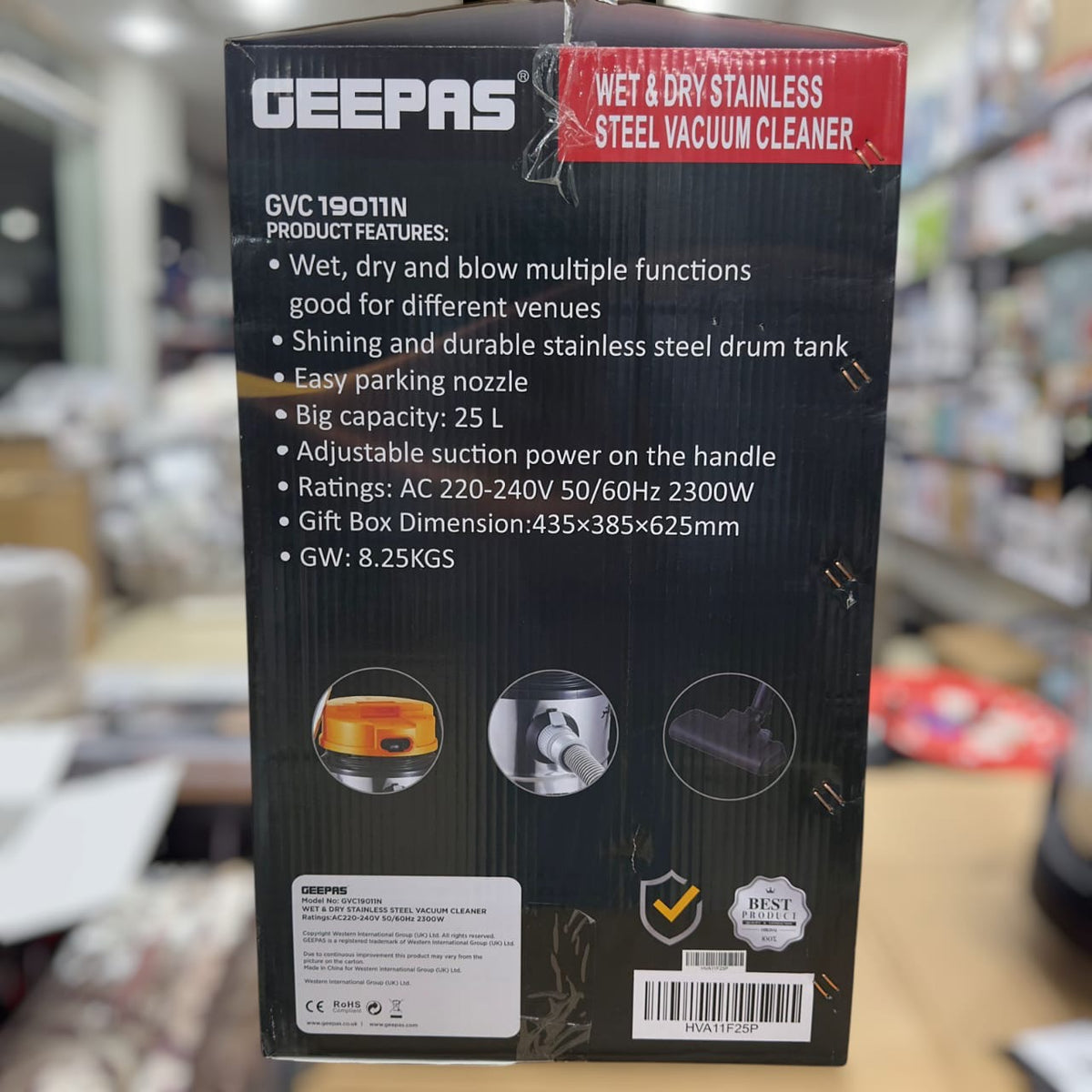 Geepas 19011 vacuum cleaner packaging box