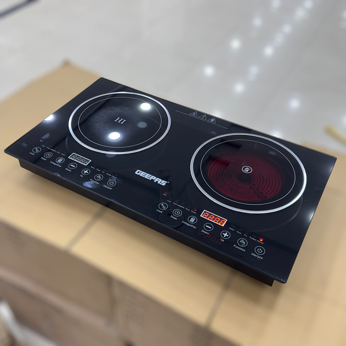 Geepas 2 in 1 Induction & Infrared cooker  Double Burner Hot Plate 6130