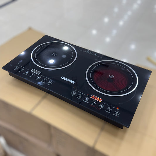Geepas 2 in 1 Induction & Infrared cooker  Double Burner Hot Plate 6130