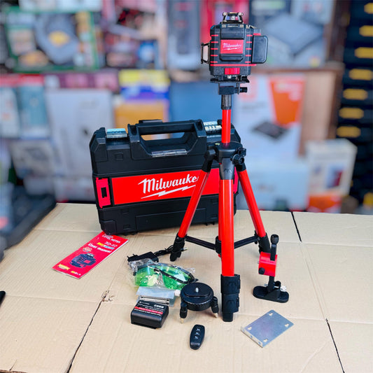 Milwaukee 360° Rechargeable Laser Level – 16-Line Green Laser with Tripod & Remote Control